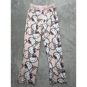 Hello Kitty Pajama Pants Womens M Pink Allover Hello Kitty Graphic Drawstring